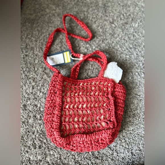 Universal Thread Holiday Red SPRITZ Mini Paper Straw Tote Hand Bag NWT - Picture 5 of 5